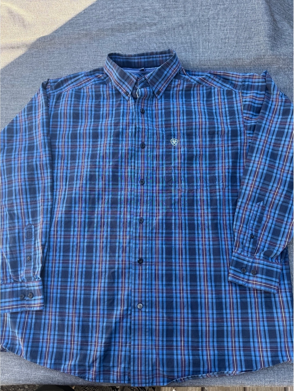Ariat Pro Series Men's Blue Plaid Long Sleeve Shirt XL